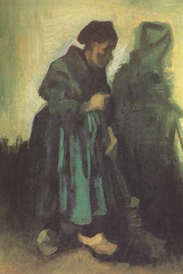 Vincent Van Gogh Peasant Woman Sweeping the Floor (nn04) Spain oil painting art